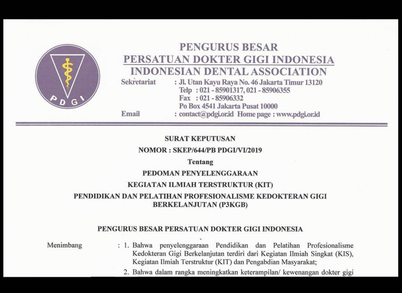 SKEP/644/PB PDGI/VI/2019 