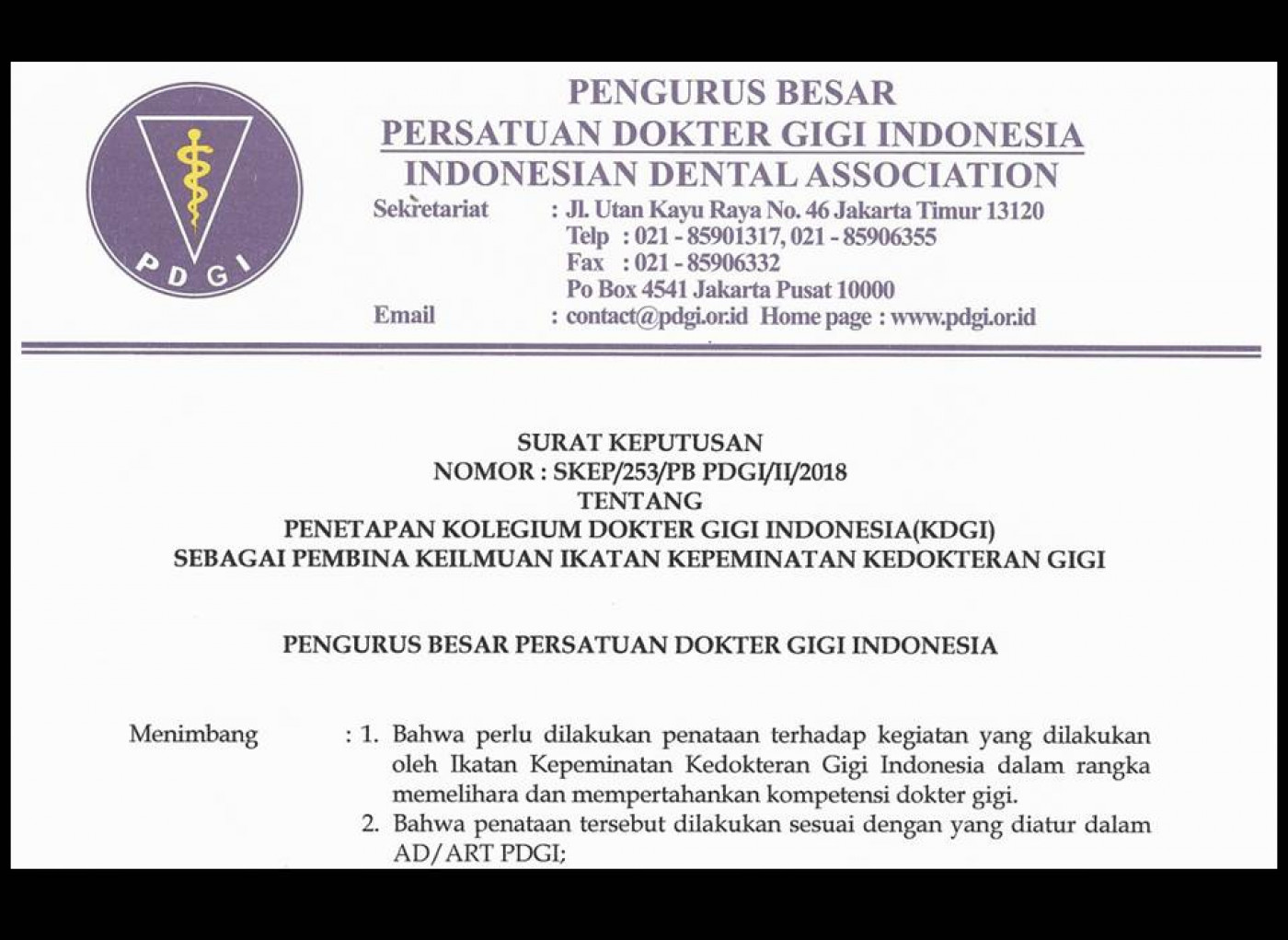 SKEP/253/PB PDGI/11/2018 